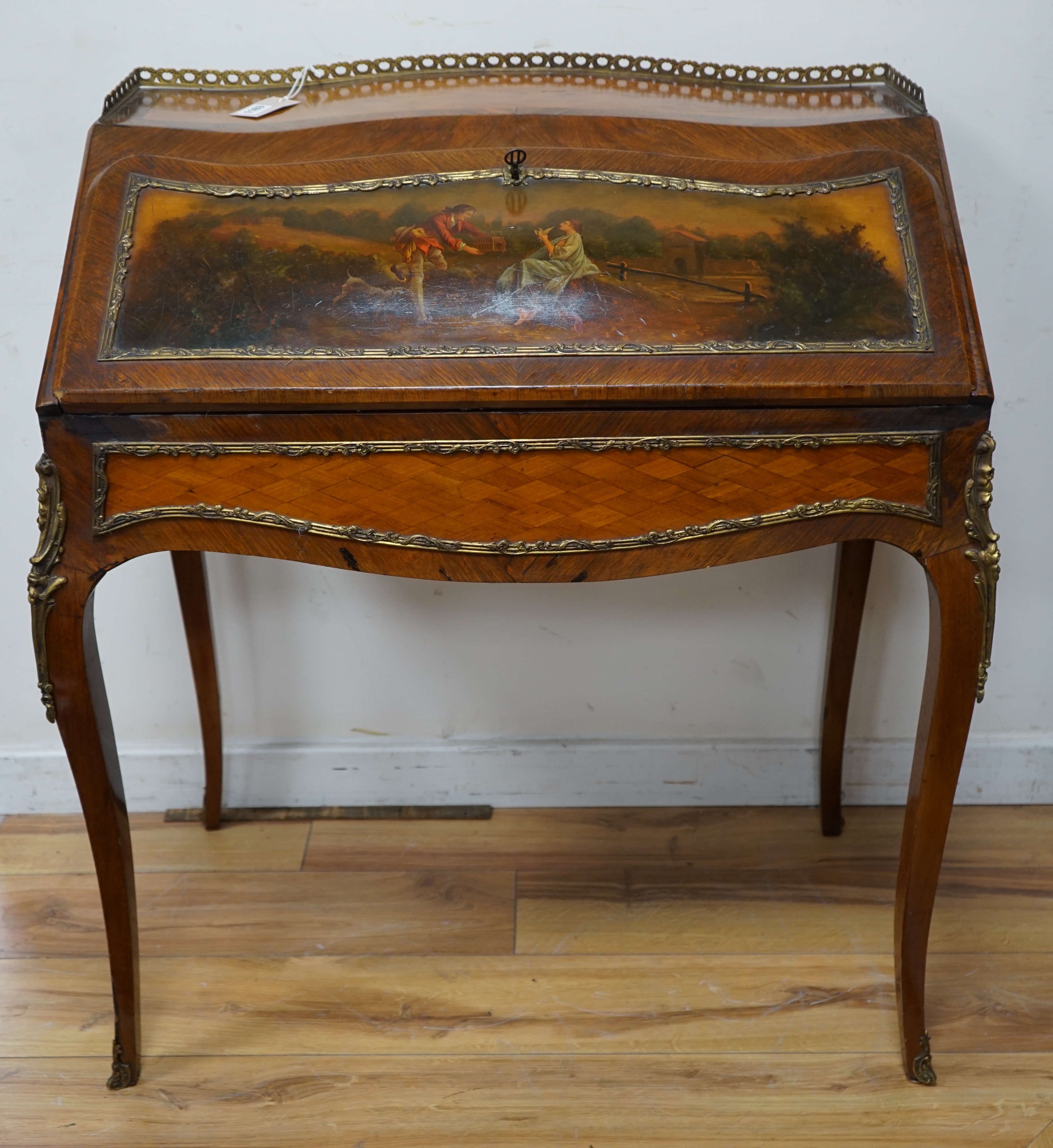 A Vernis Martin style bon heur du jour, width 80cm, depth 47cm, height 95cm